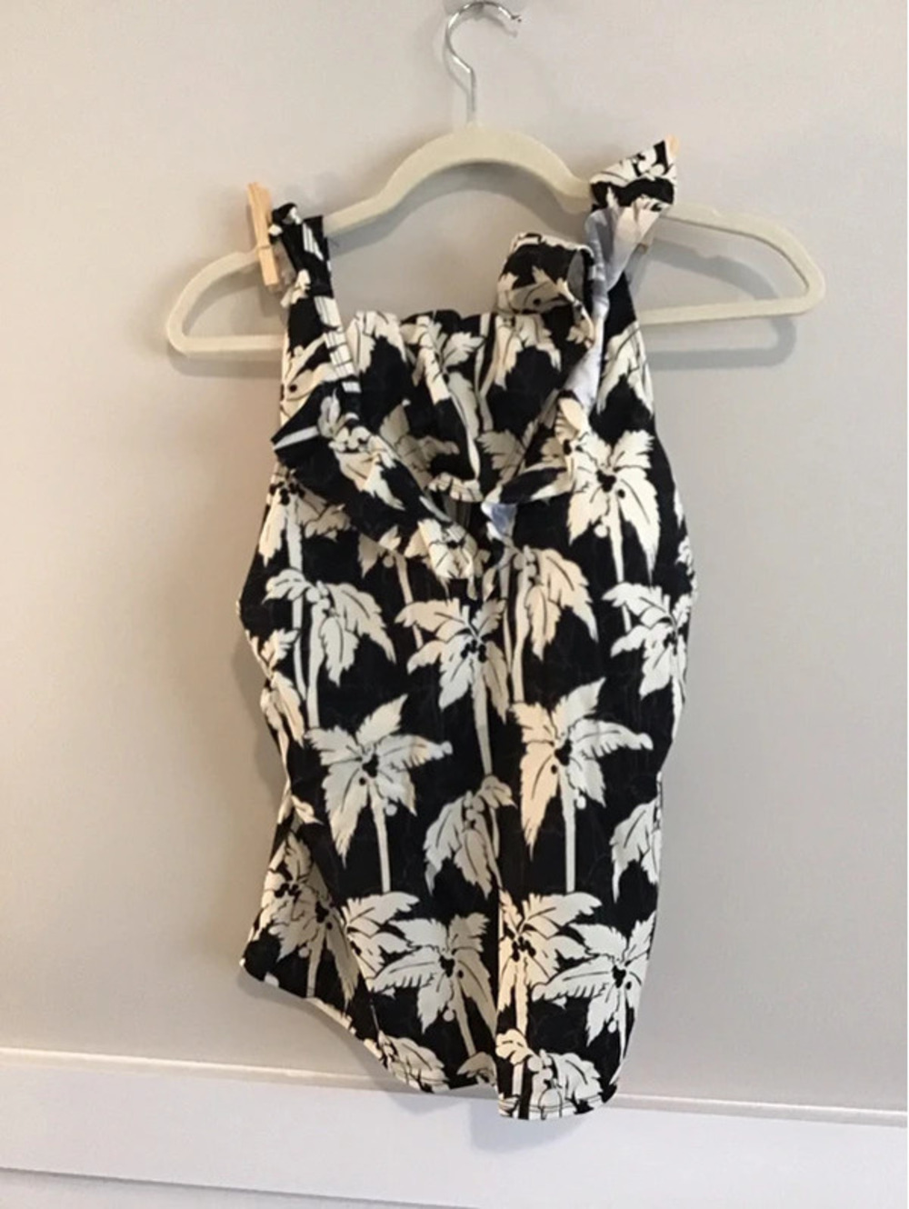Susan graver tankini set. 12, new, palm, ruffle neck